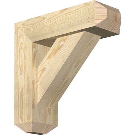 Traditional Craftsman Rough Sawn Bracket W/ Offset Brace, Douglas Fir, 6W X 18D X 18H